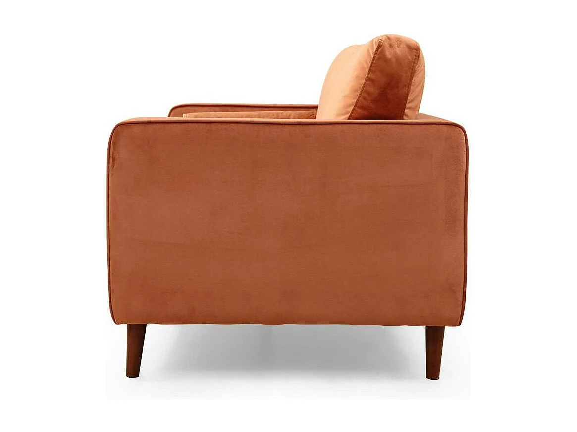 Canapé 3 places velours rouille avec coussins polochons CHIBA