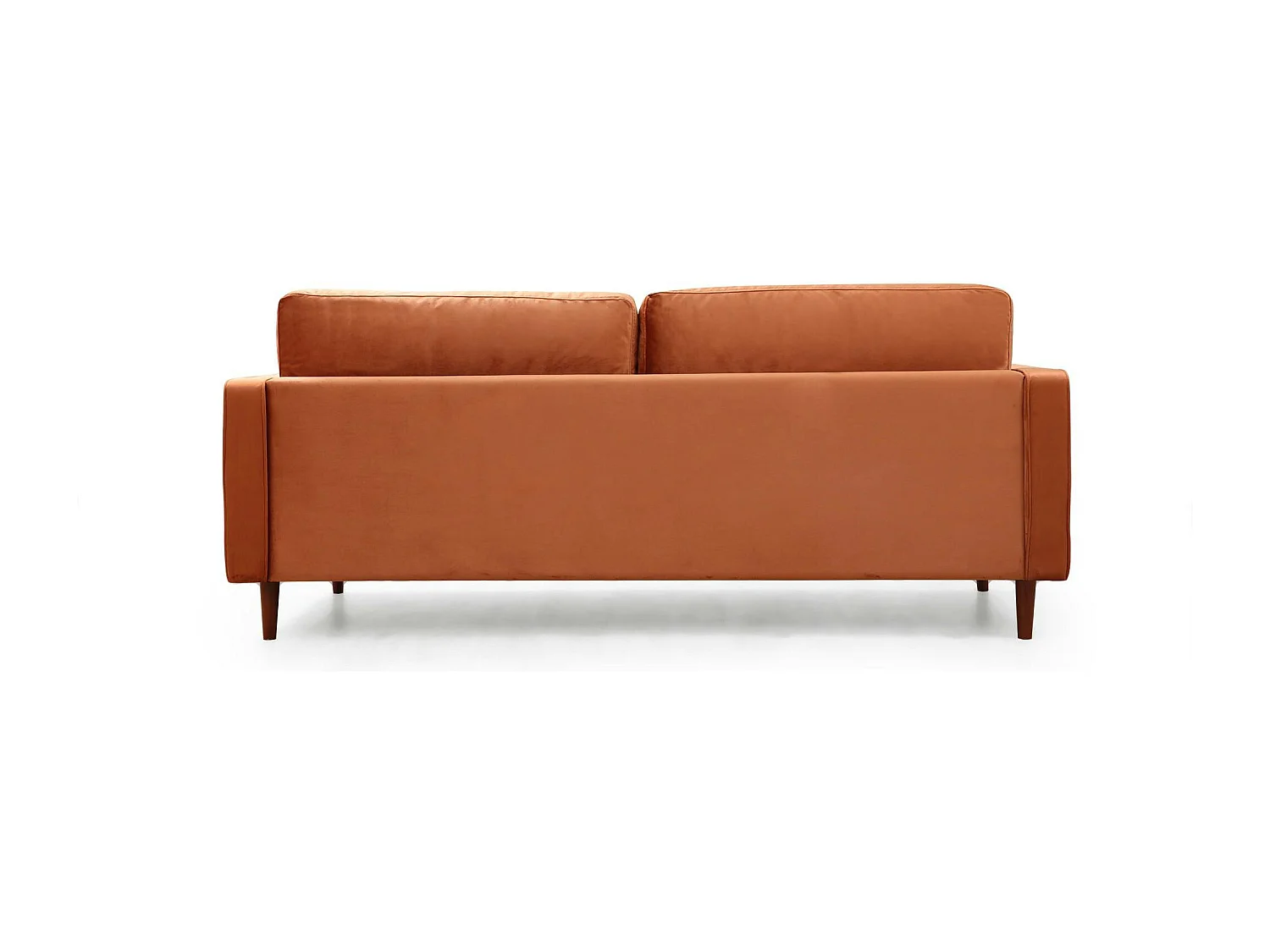 Canapé 3 places velours rouille avec coussins polochons CHIBA