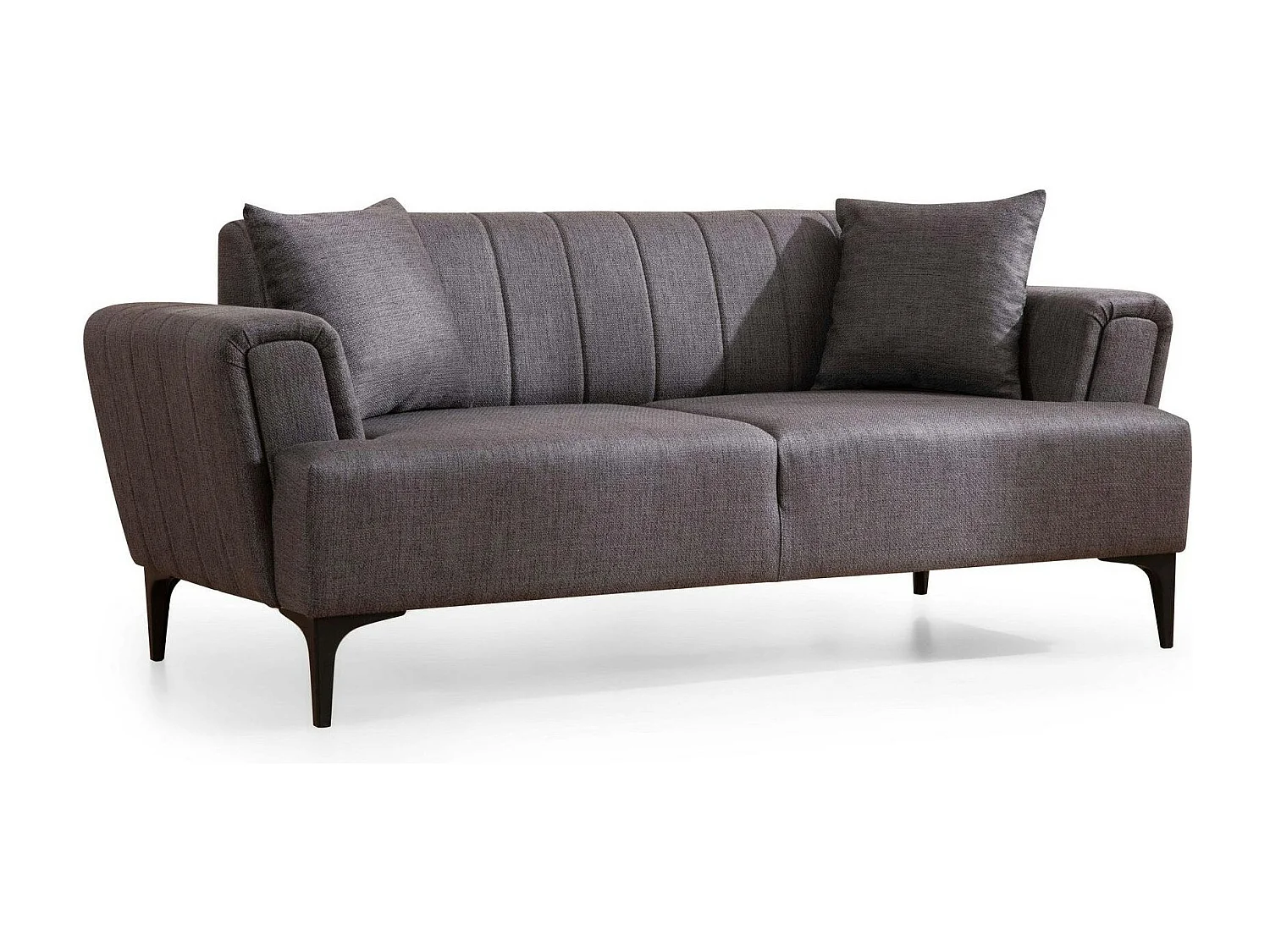 Canapé 2 places anthracite, dossier à coutures verticales LUCCA