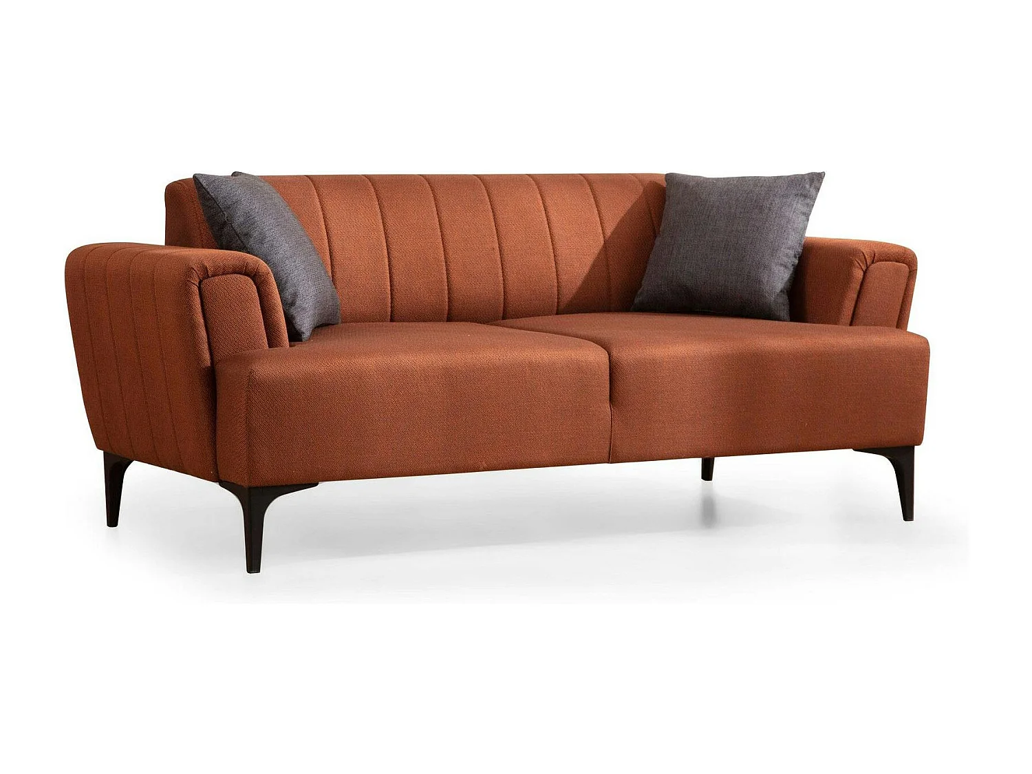 Canapé 2 places rouille, dossier à coutures verticales LUCCA