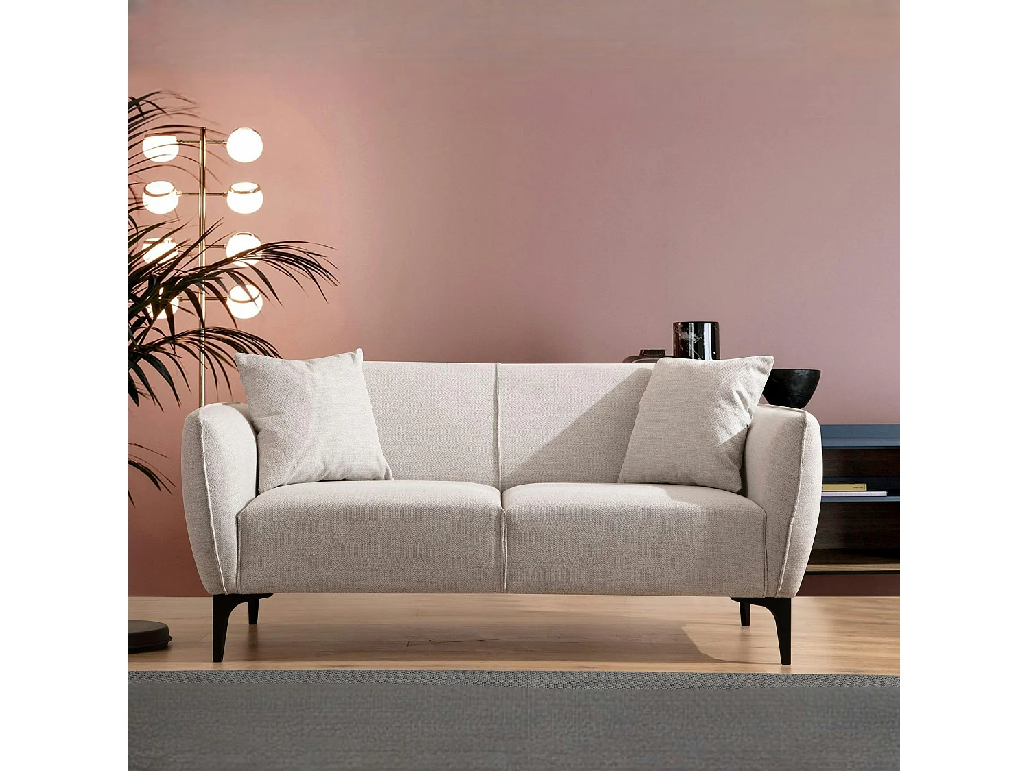 Canapé 2 places écru avec couture décorative VILNIUS