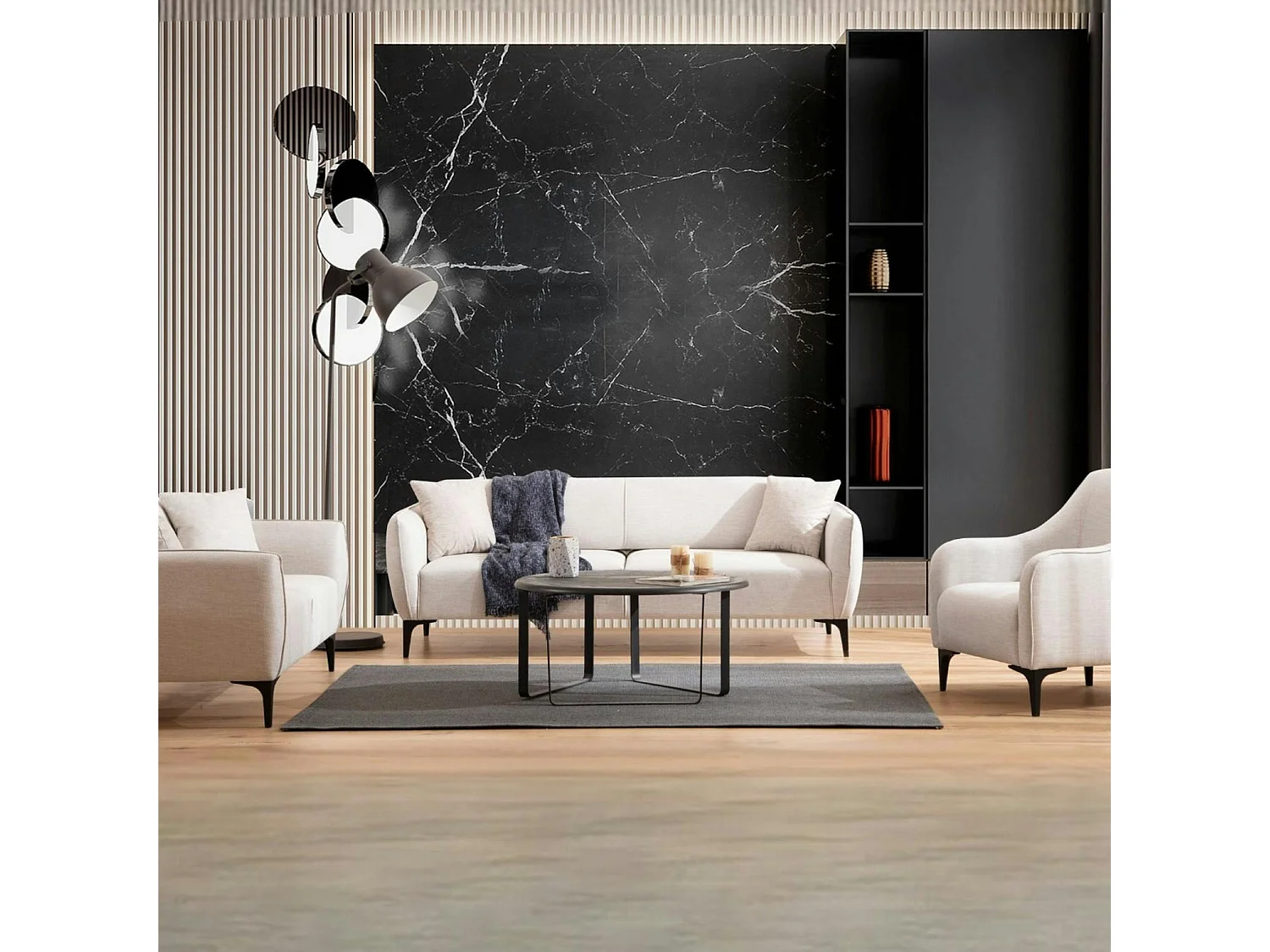 Canapé 2 places écru avec couture décorative VILNIUS