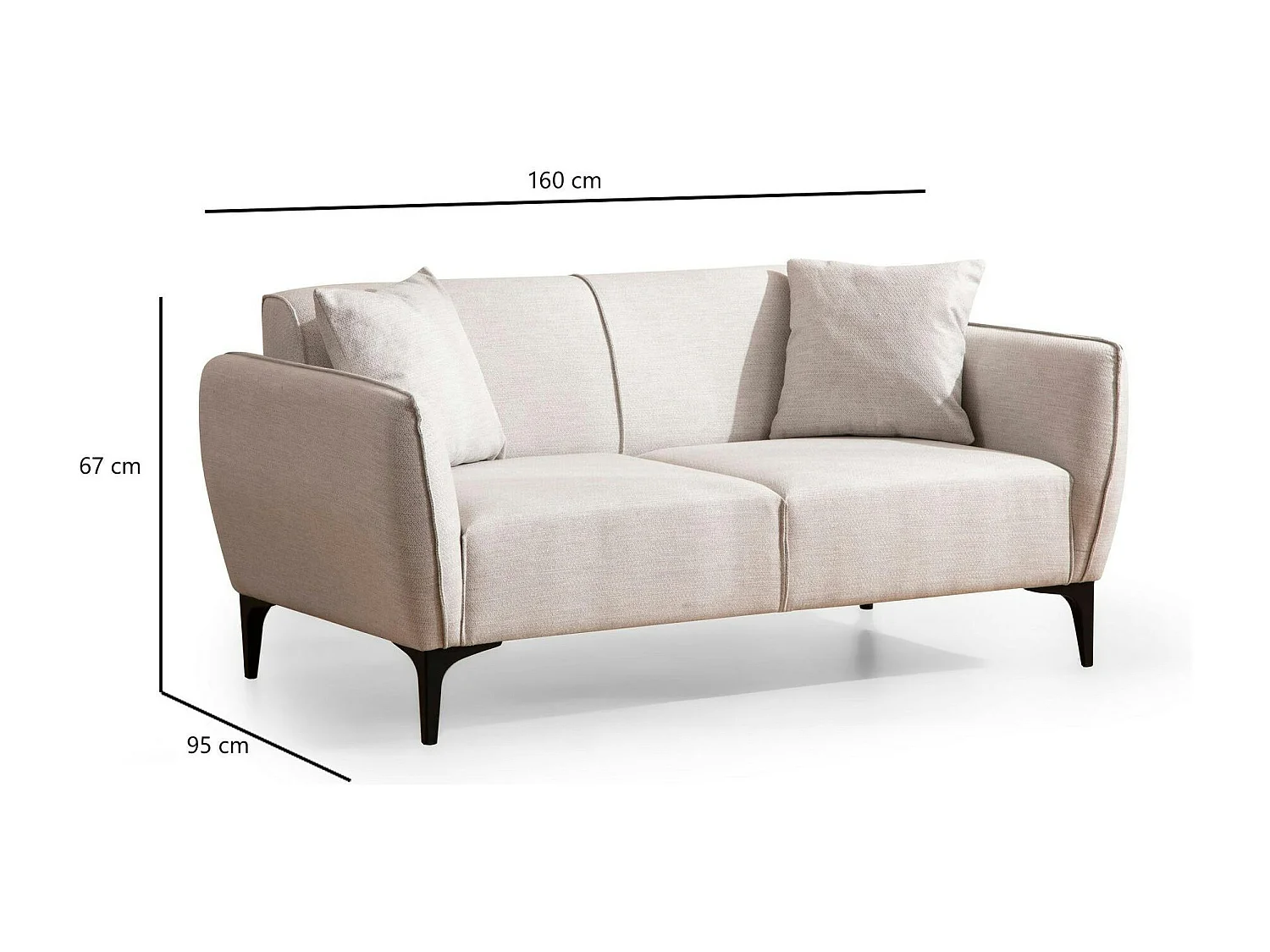 Canapé 2 places écru avec couture décorative VILNIUS