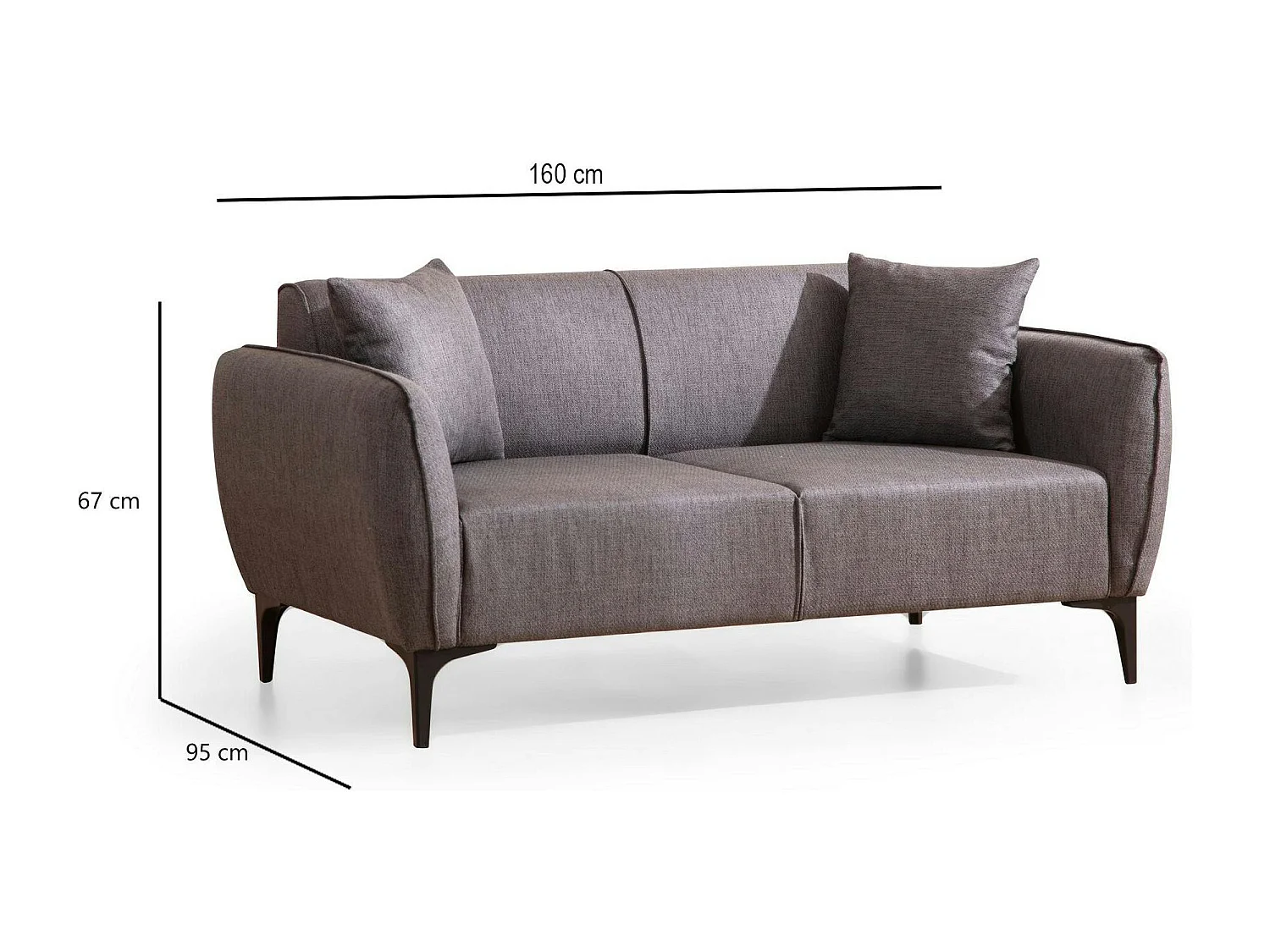 Canapé 2 places anthracite avec couture décorative VILNIUS