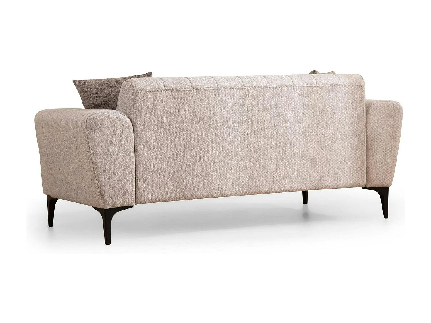 Canapé 2 places beige, dossier à coutures verticales LUCCA