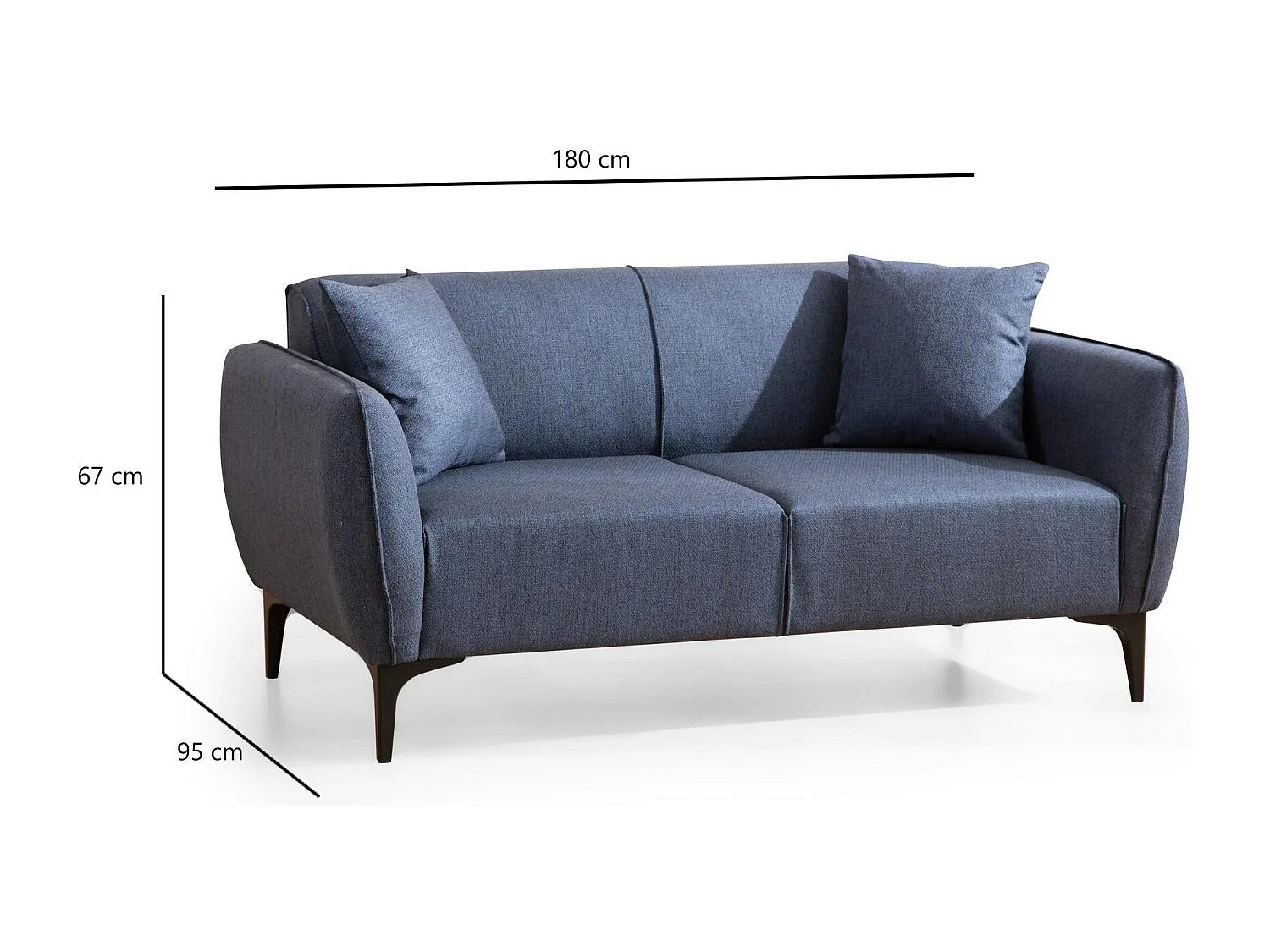 Canapé 2 places bleu avec couture décorative VILNIUS