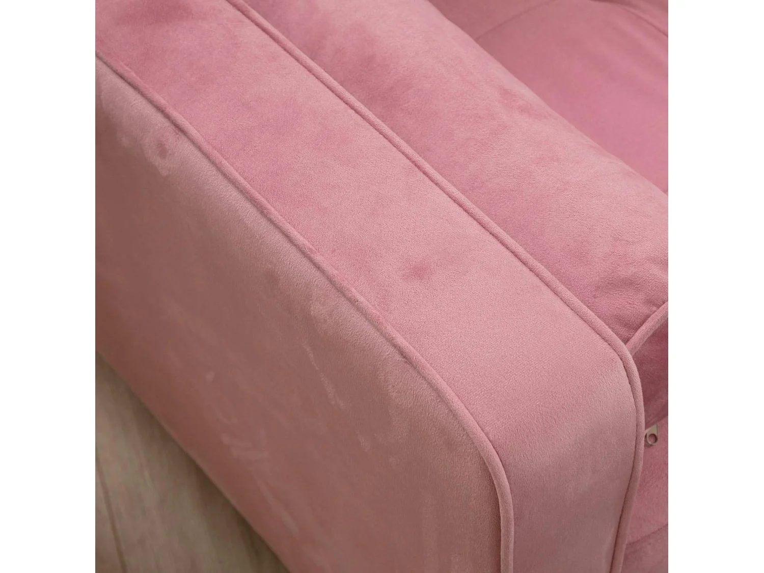 Canapé 3 places velours rose avec coussins polochons CHIBA