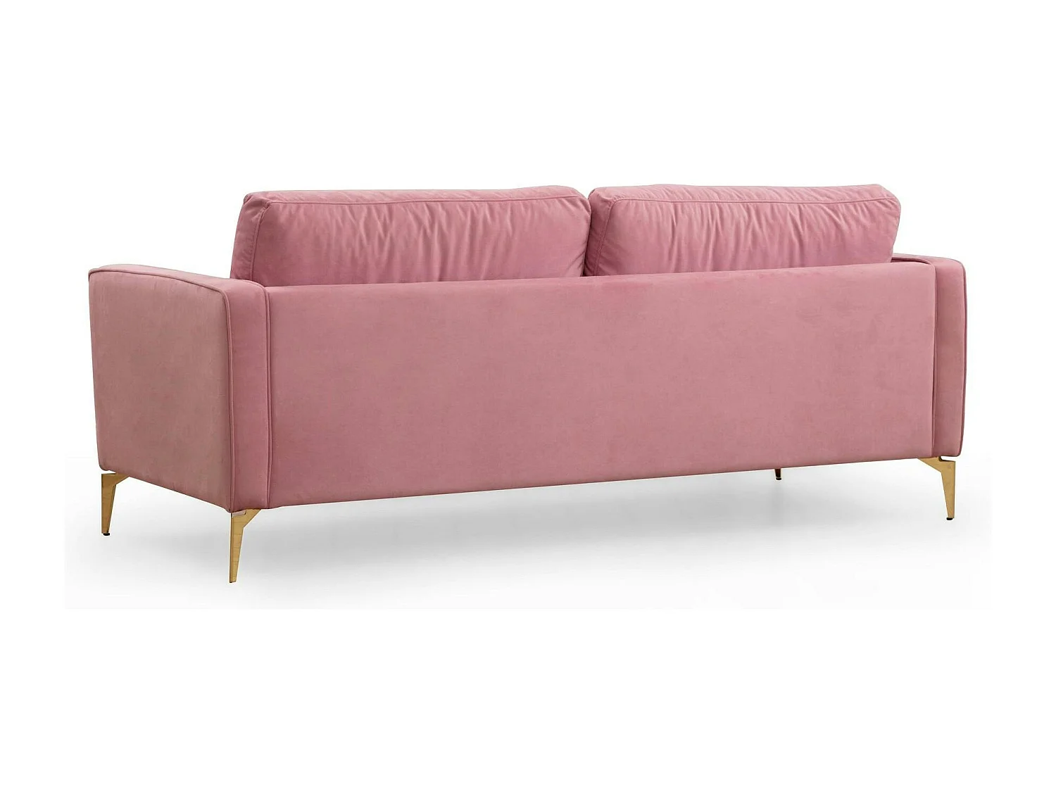 Canapé 3 places velours rose avec coussins polochons CHIBA