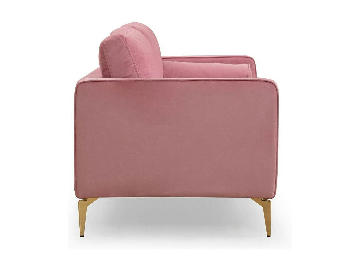 Canapé 3 places velours rose avec coussins polochons CHIBA