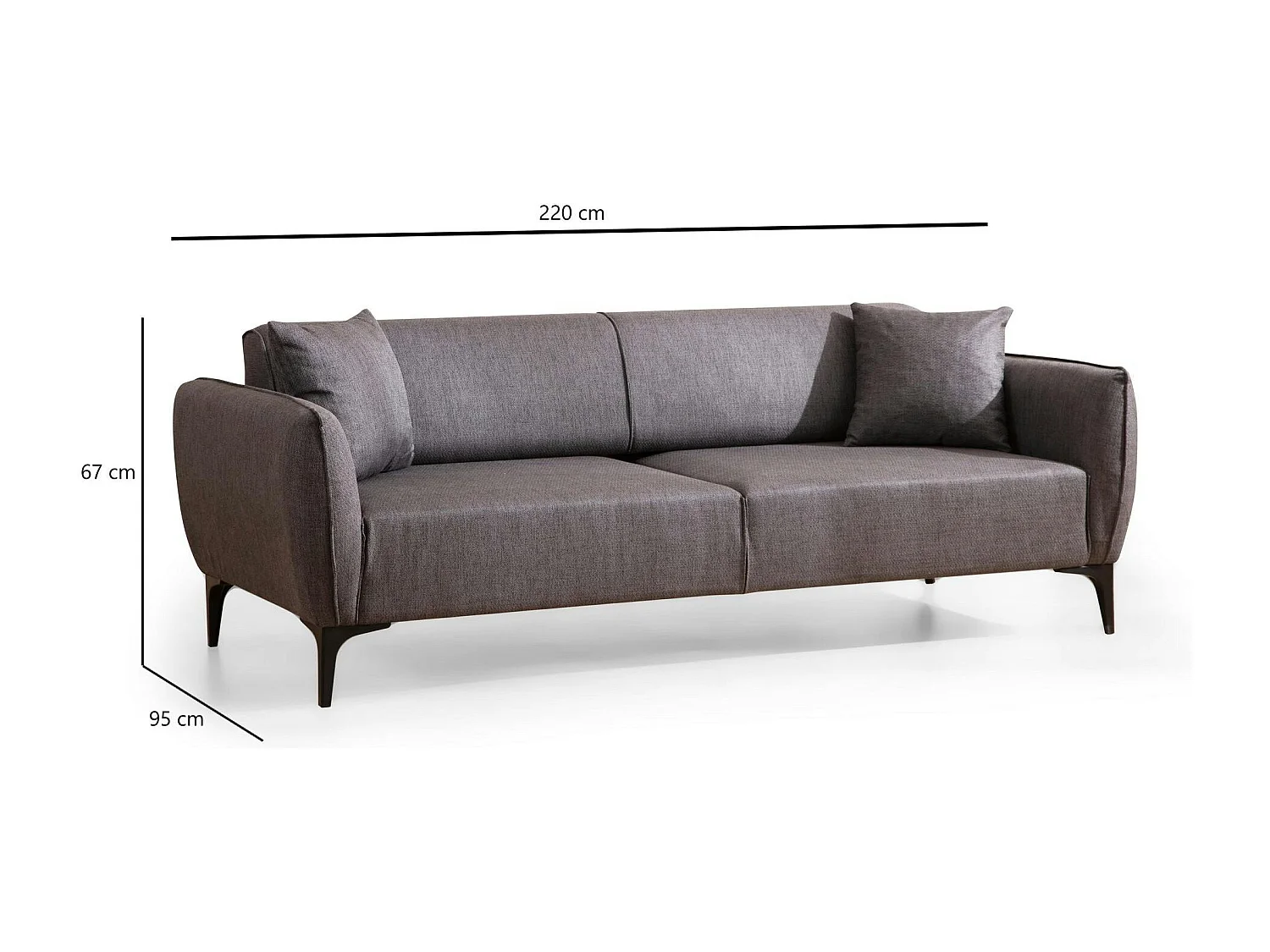 Canapé 3 places anthracite avec couture décorative VILNIUS