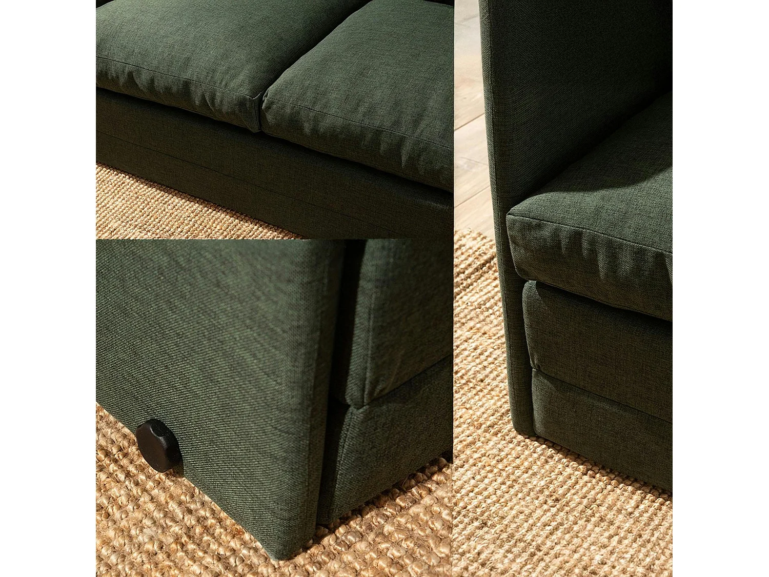 Canapé-lit en lin vert foncé, 2 personnes 140 cm ORURO