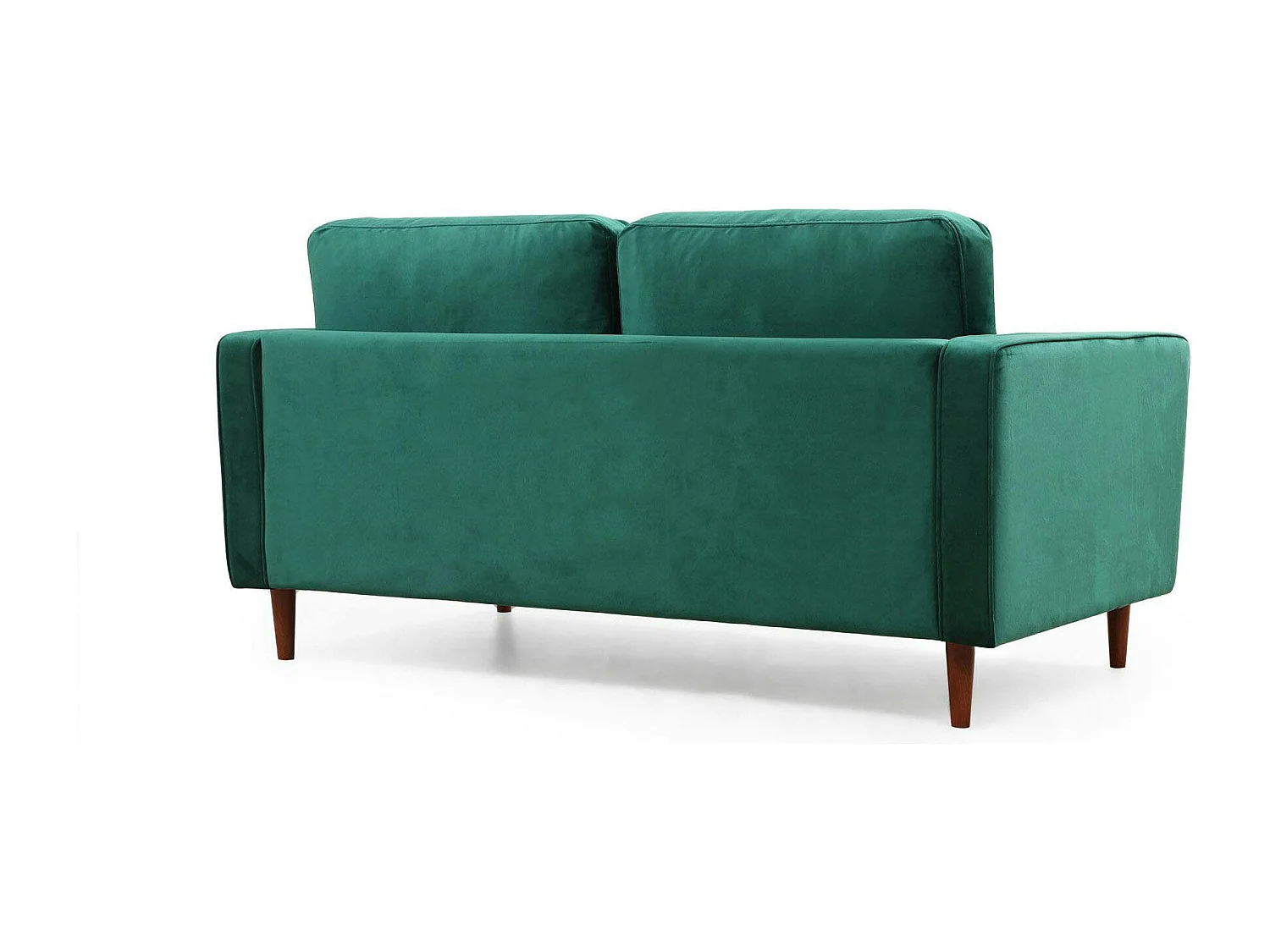 Canapé 2 places velours vert avec coussins polochons CHIBA