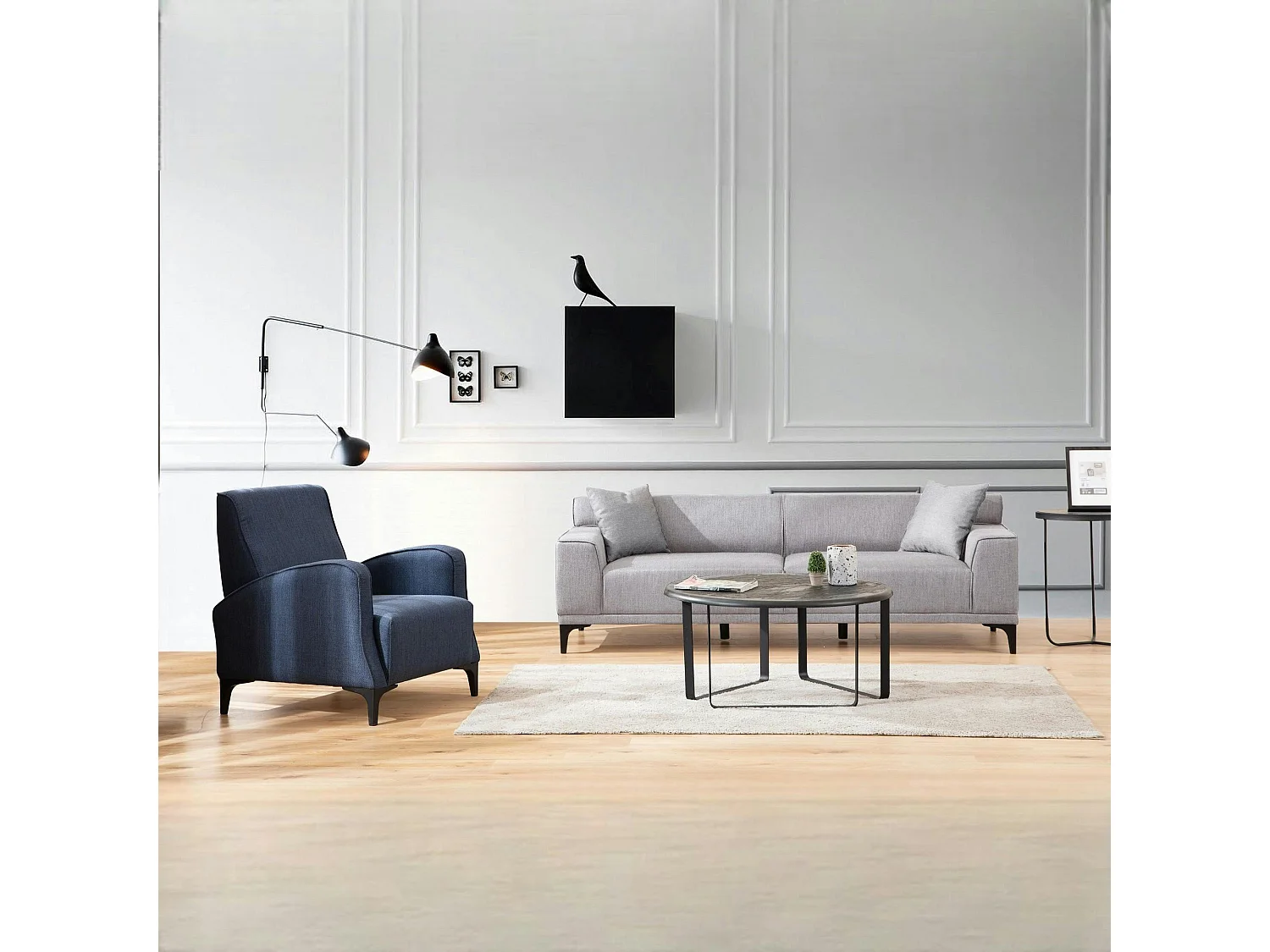 Canapé 3 places gris clair - accoudoirs larges ORSAY