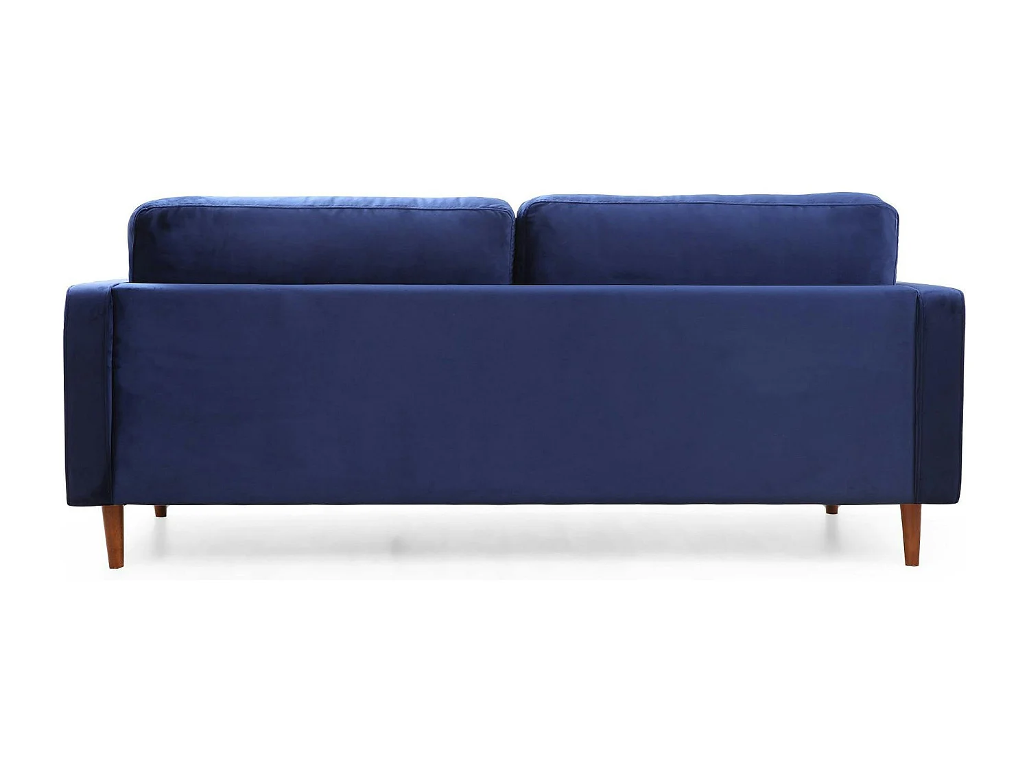 Canapé 3 places velours bleu avec coussins polochons CHIBA