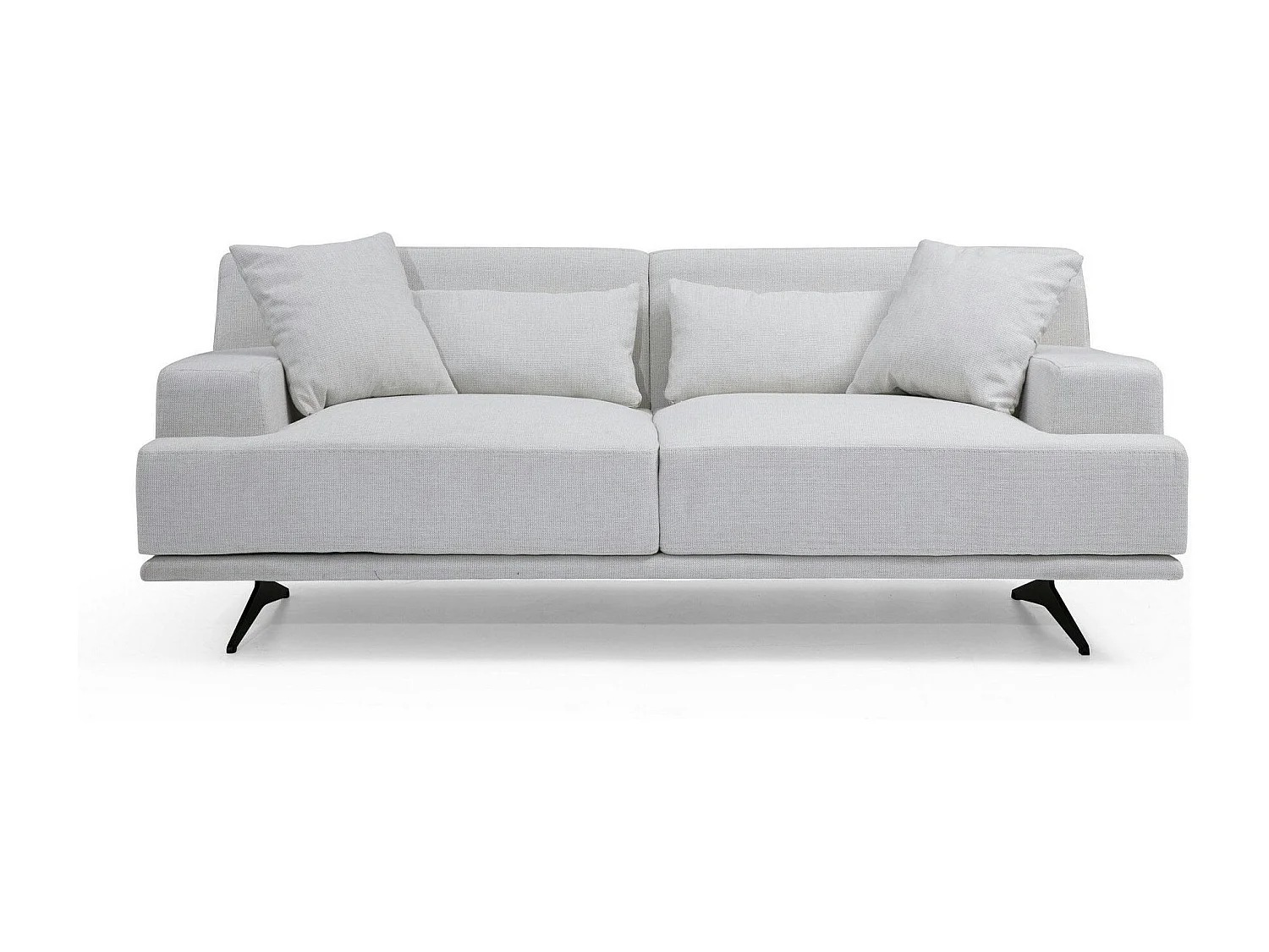 Canapé 2 places écru moderne, pieds métal noir CREWE