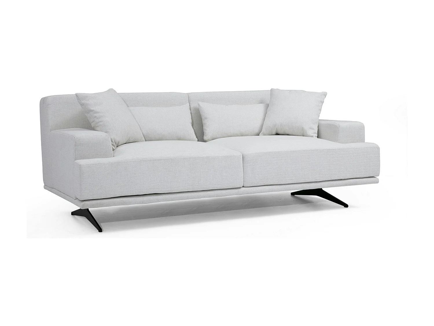 Canapé 2 places écru moderne, pieds métal noir CREWE