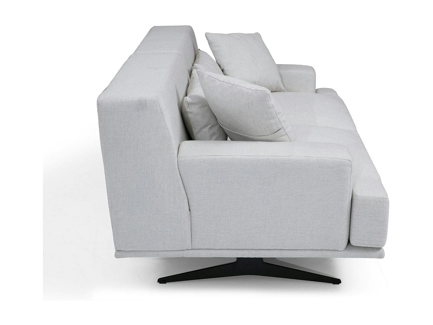 Canapé 2 places écru moderne, pieds métal noir CREWE