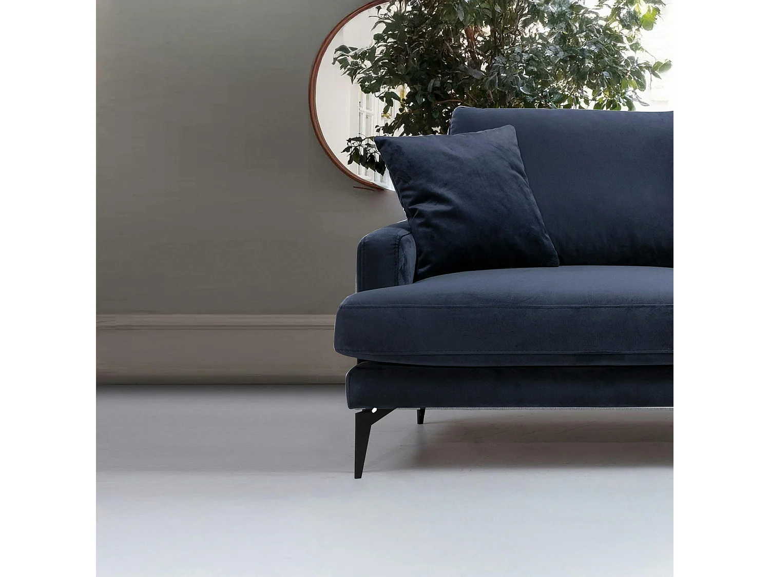 Canapé 2 places bleu en tissu velours 175 cm SEATTLE