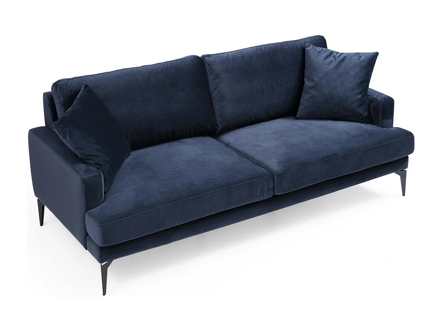 Canapé 2 places bleu en tissu velours 175 cm SEATTLE