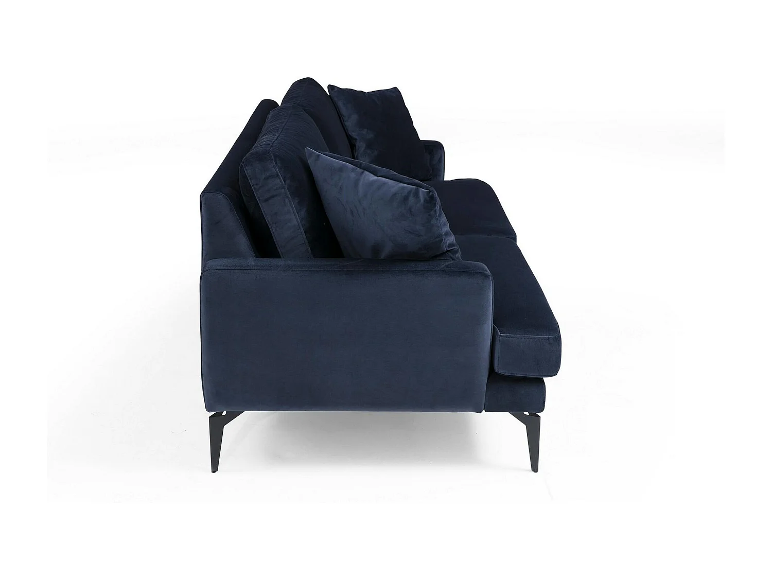 Canapé 2 places bleu en tissu velours 175 cm SEATTLE