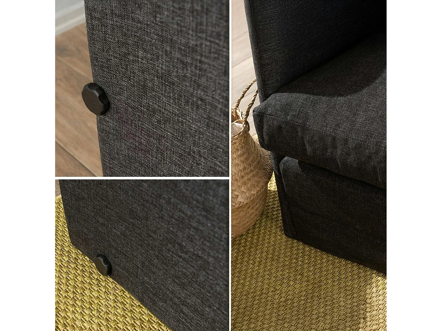 Canapé-lit en lin gris foncé, 2 personnes 140 cm ORURO