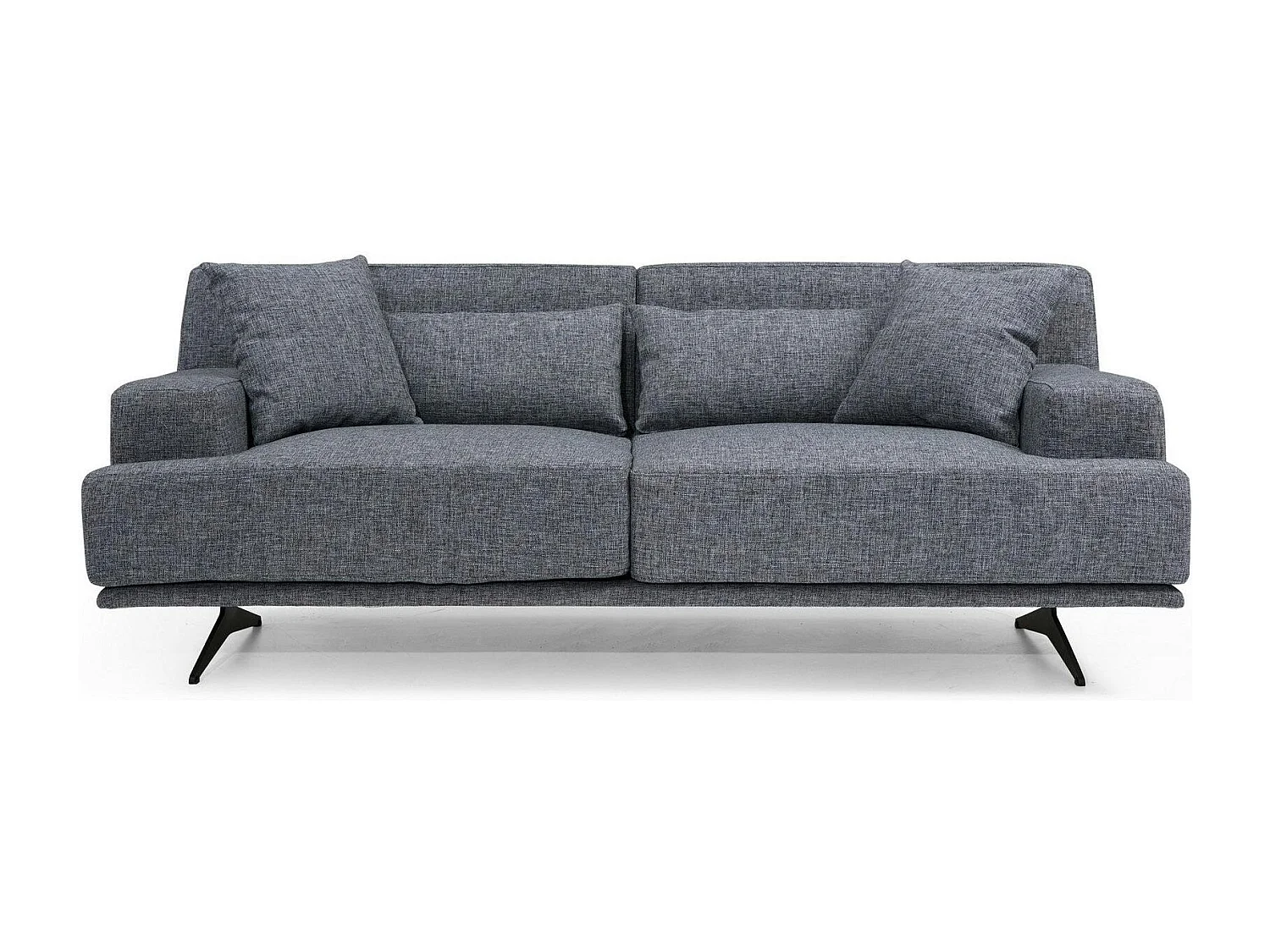 Canapé 2 places gris moderne, pieds métal noir CREWE