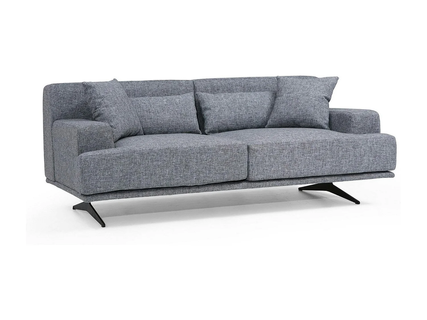 Canapé 2 places gris moderne, pieds métal noir CREWE
