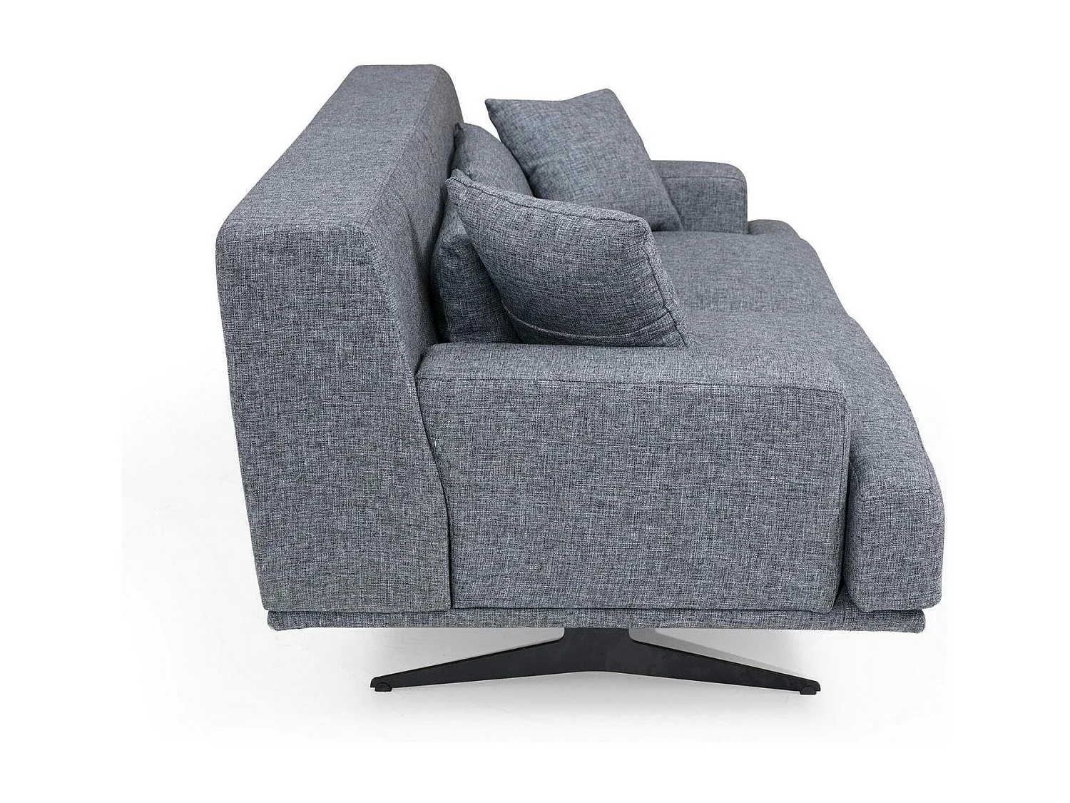 Canapé 2 places gris moderne, pieds métal noir CREWE