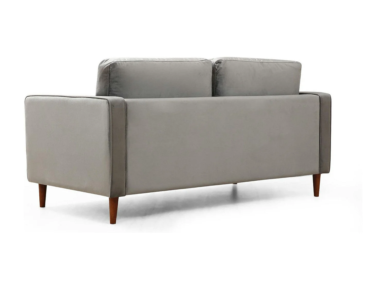 Canapé 2 places velours gris clair avec coussins polochons CHIBA