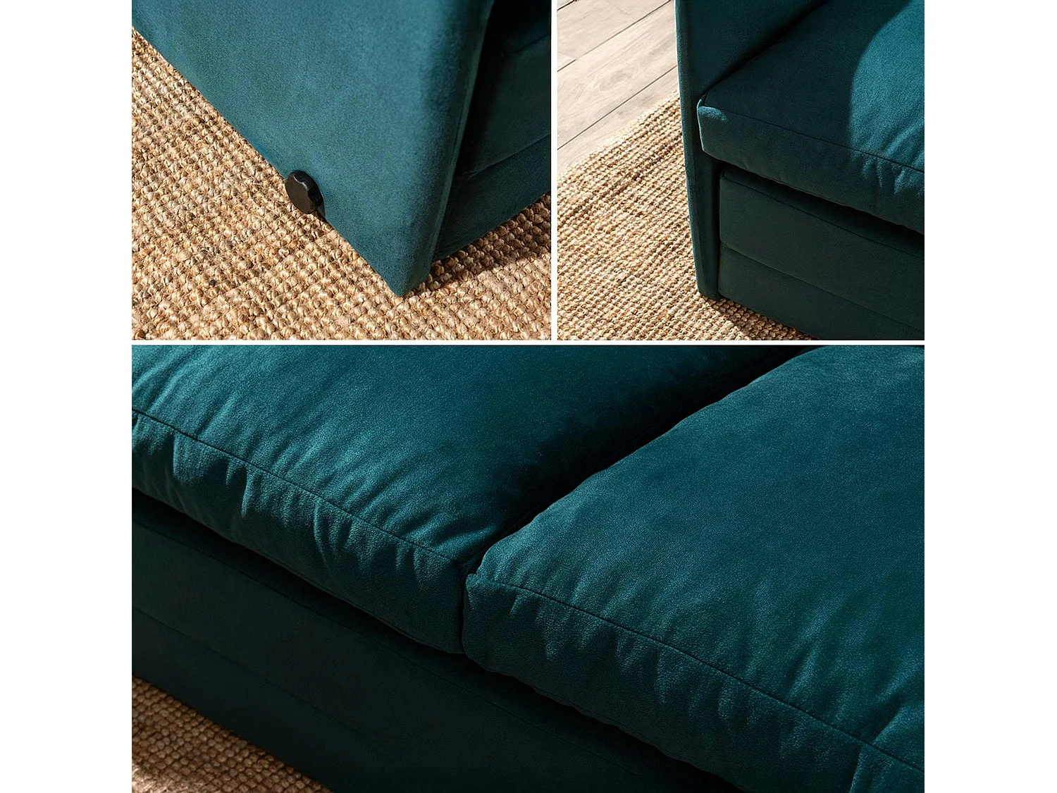 Canapé-lit en tissu bleu lagon, 2 personnes 140 cm ORURO