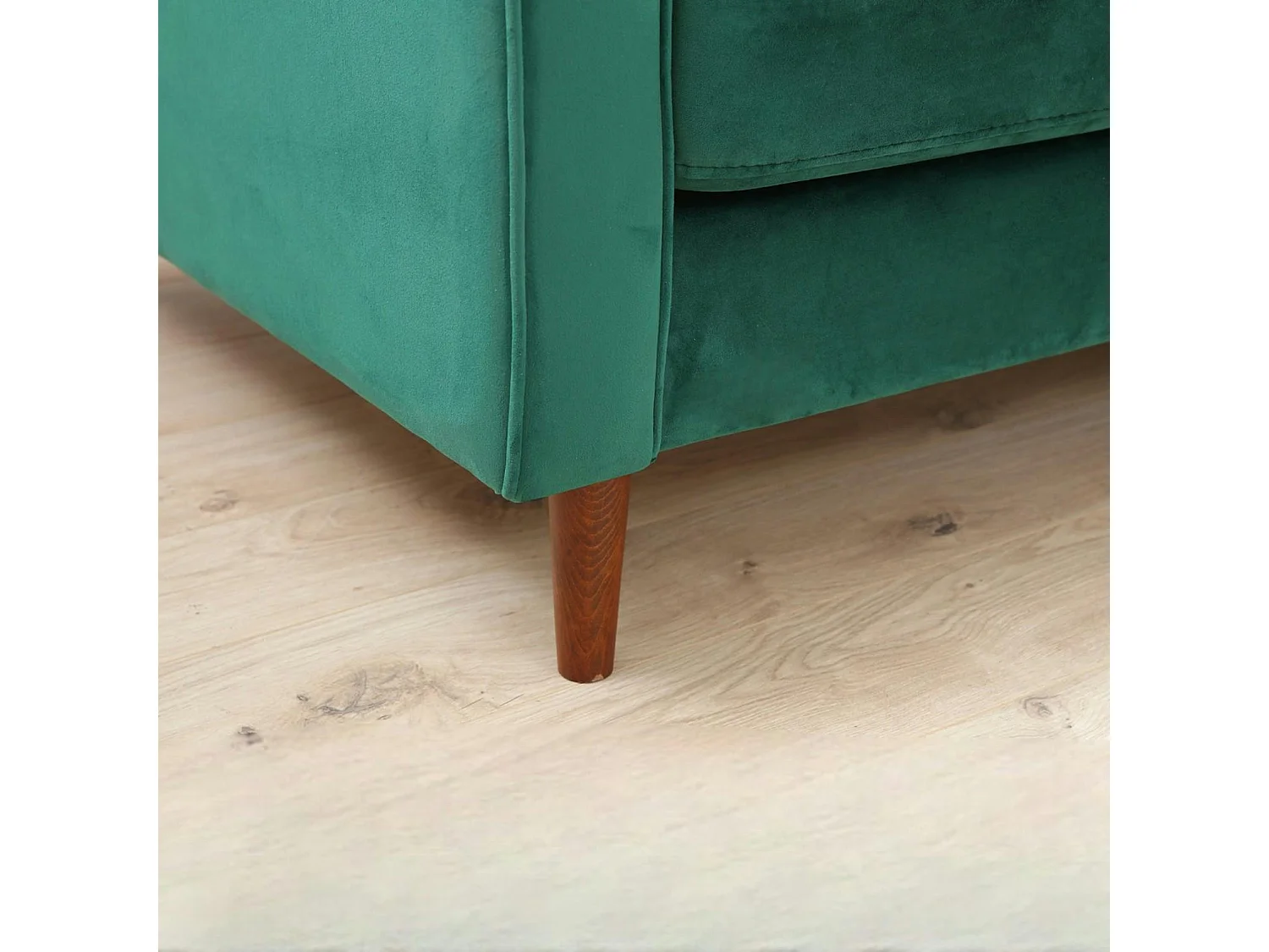 Canapé 3 places velours vert avec coussins polochons CHIBA