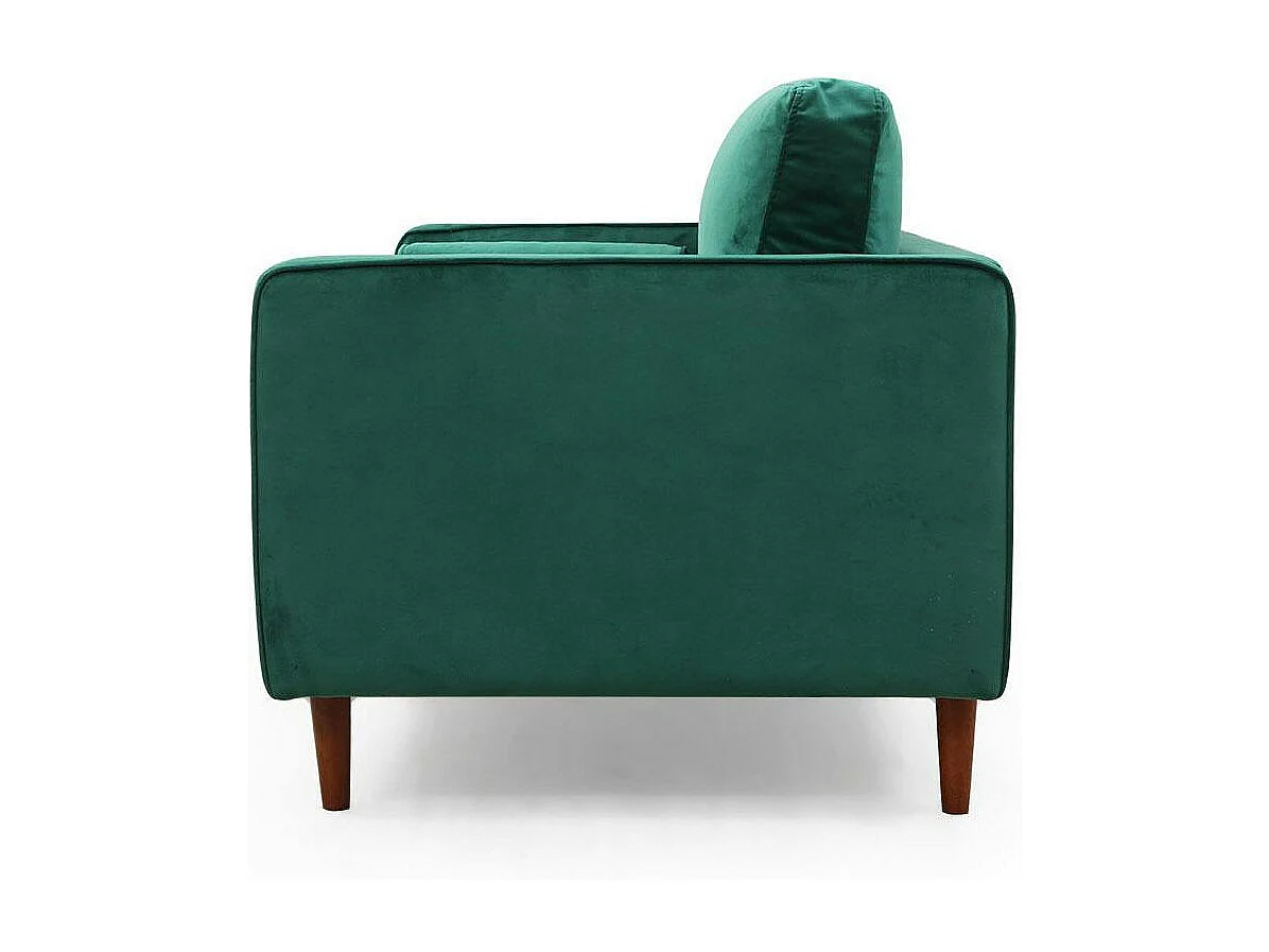 Canapé 3 places velours vert avec coussins polochons CHIBA