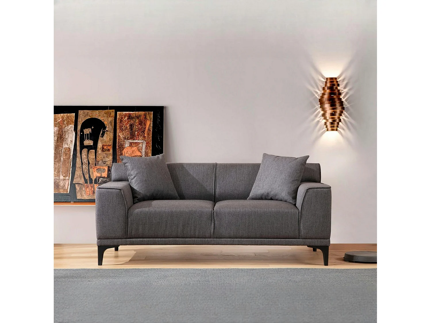 Canapé 2 places anthracite - accoudoirs larges ORSAY