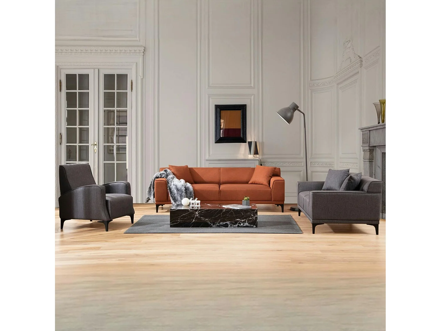 Canapé 2 places anthracite - accoudoirs larges ORSAY