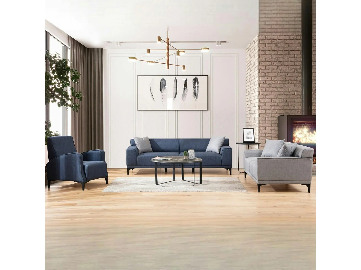 Canapé 2 places gris clair - accoudoirs larges ORSAY