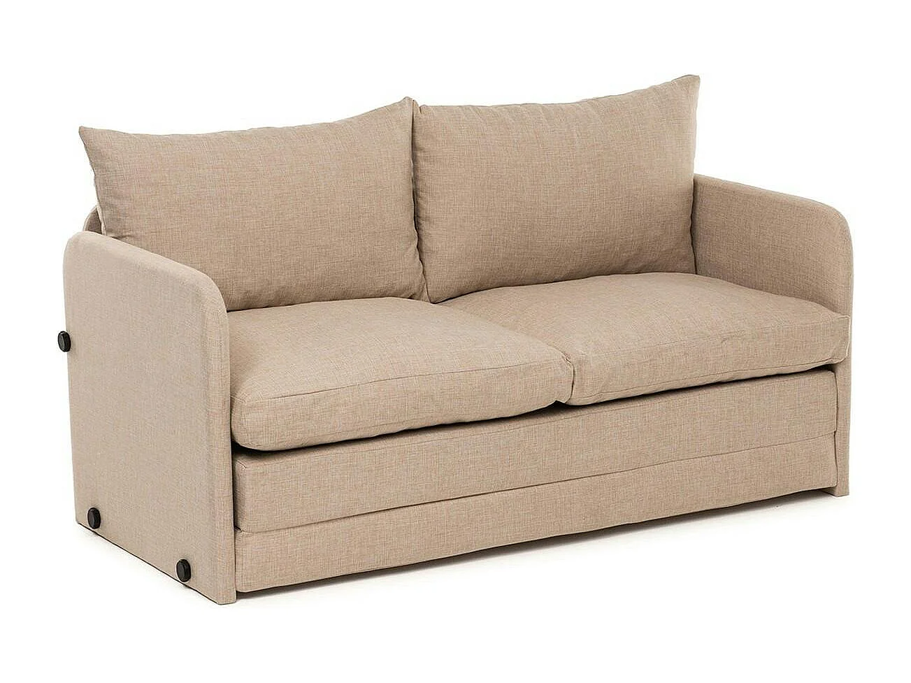 Canapé-lit en lin beige, 2 personnes 140 cm ORURO