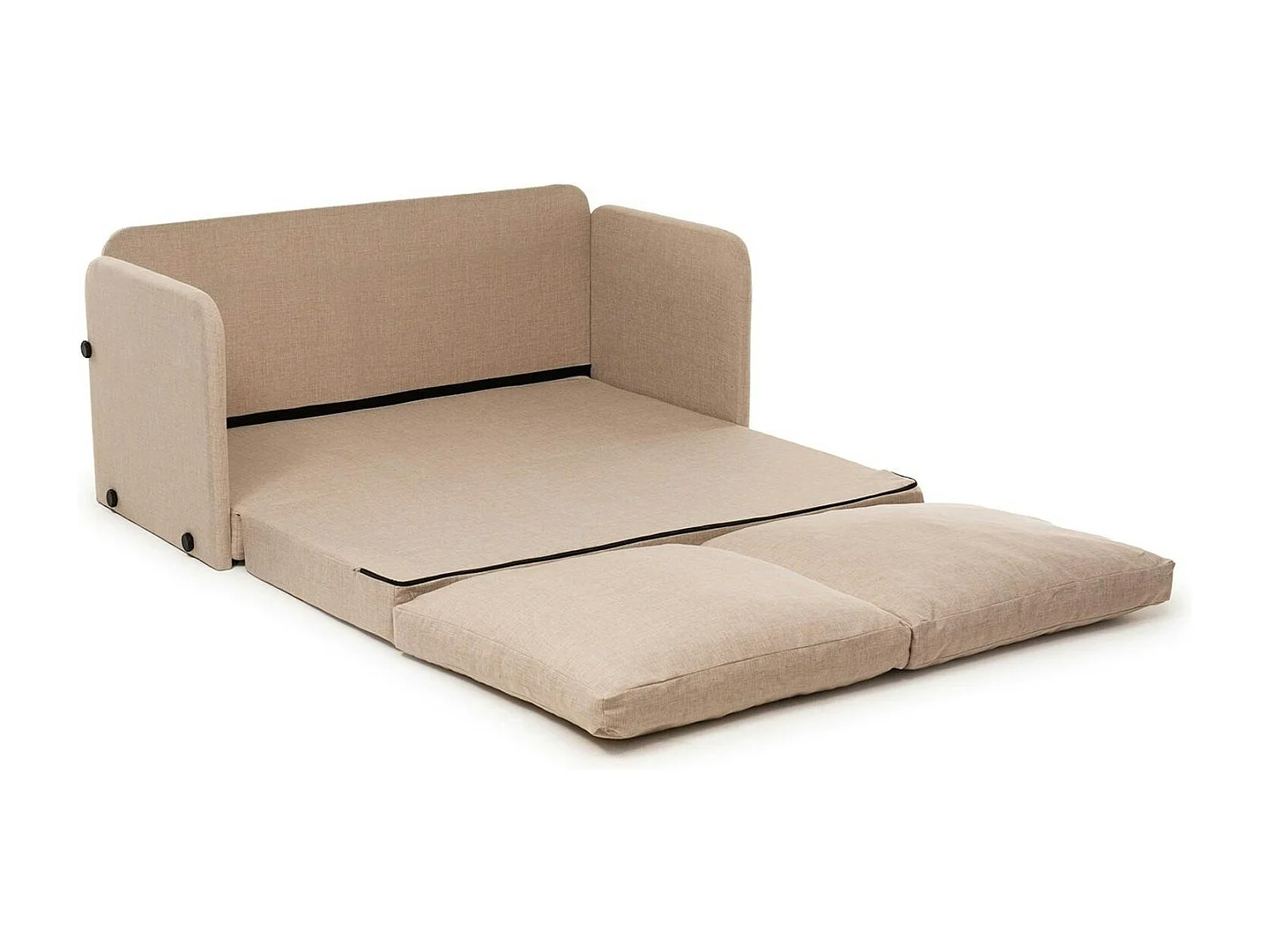 Canapé-lit en lin beige, 2 personnes 140 cm ORURO