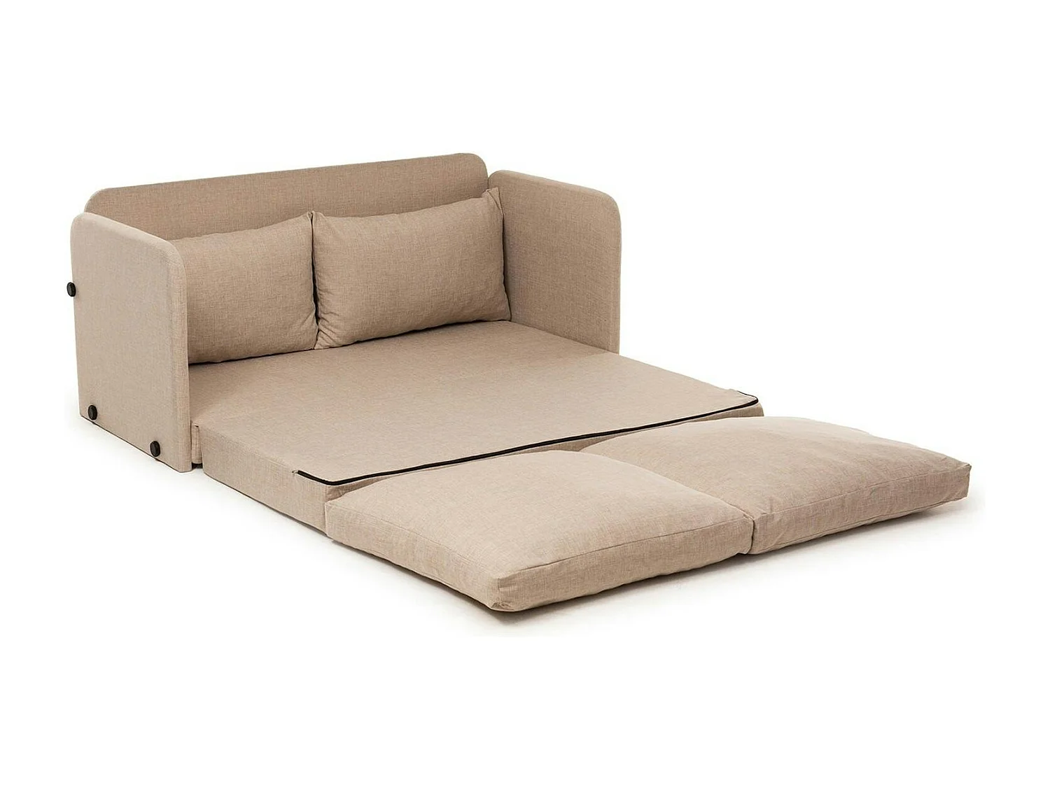Canapé-lit en lin beige, 2 personnes 140 cm ORURO