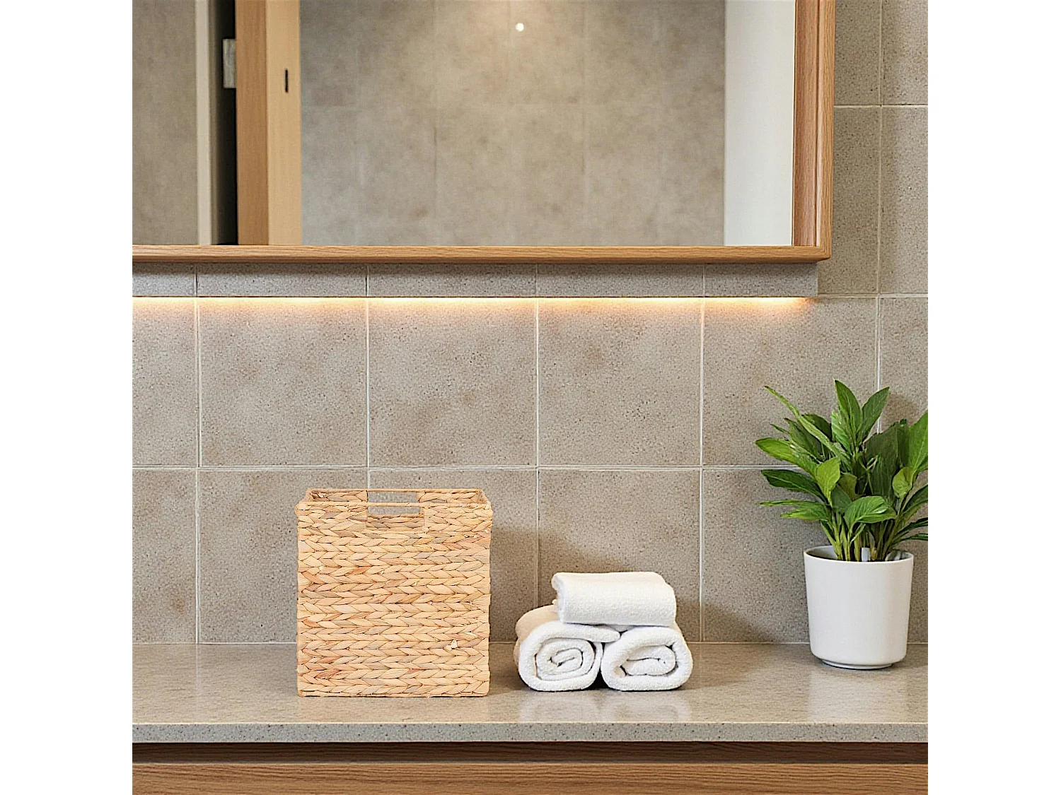 Panier de rangement pliant en jacynthe d'eau 30 cm