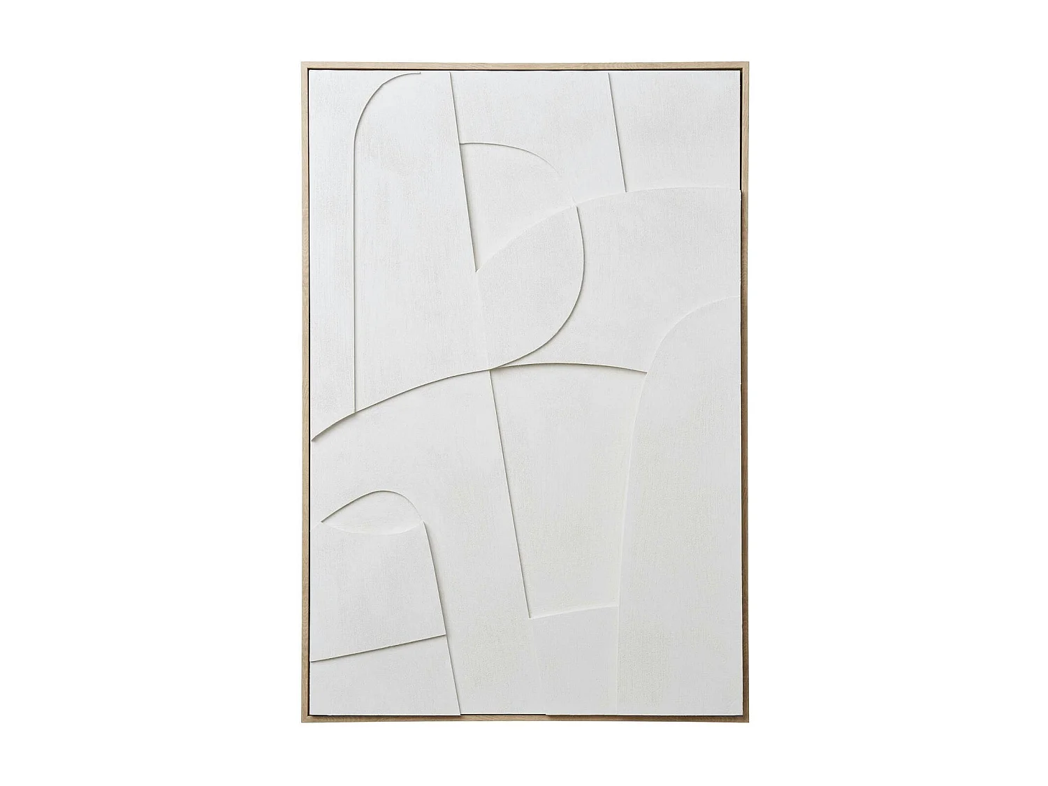 Tableau abstrait blanc courbes avec cadre 60x90 cm