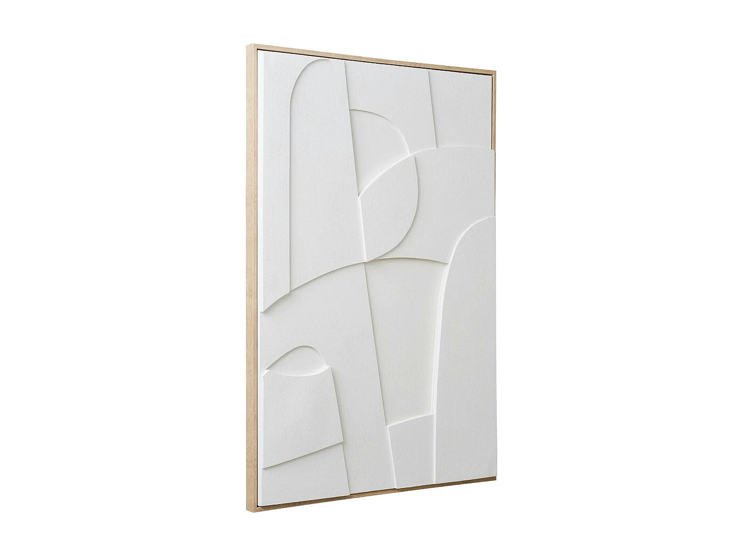 Tableau abstrait blanc courbes avec cadre 60x90 cm