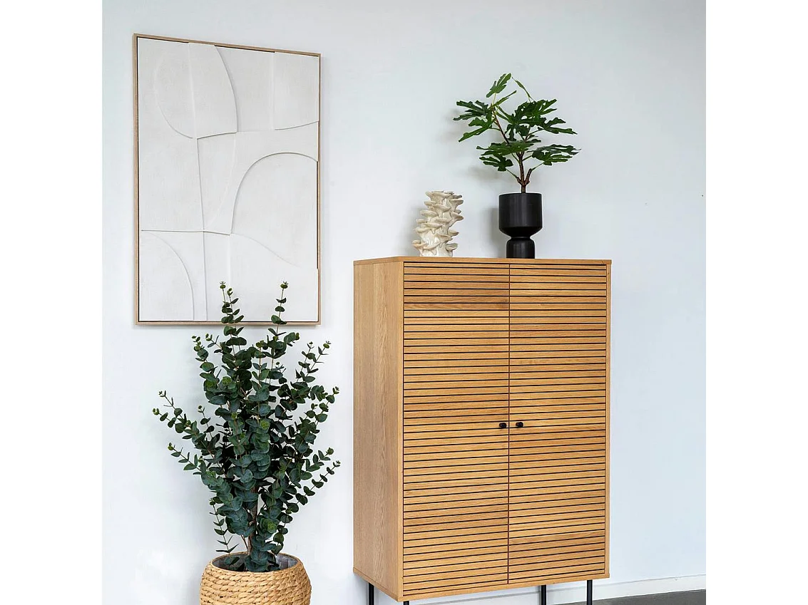 Tableau abstrait blanc formes organiques avec cadre 60x90 cm