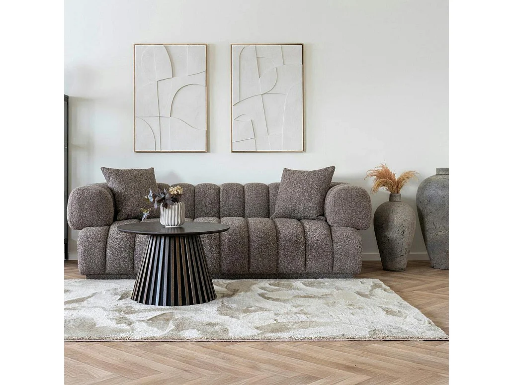 Tableau abstrait blanc formes organiques avec cadre 60x90 cm