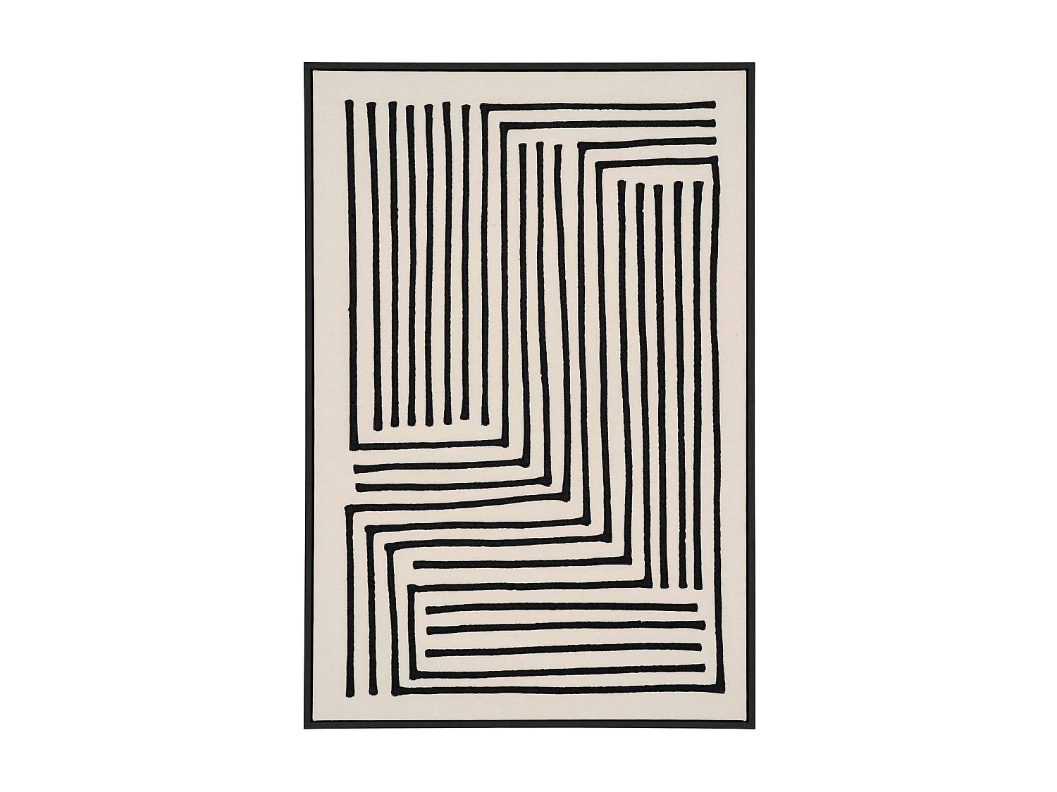 Tableau noir et blanc motif labyrinthe avec cadre 60x90 cm