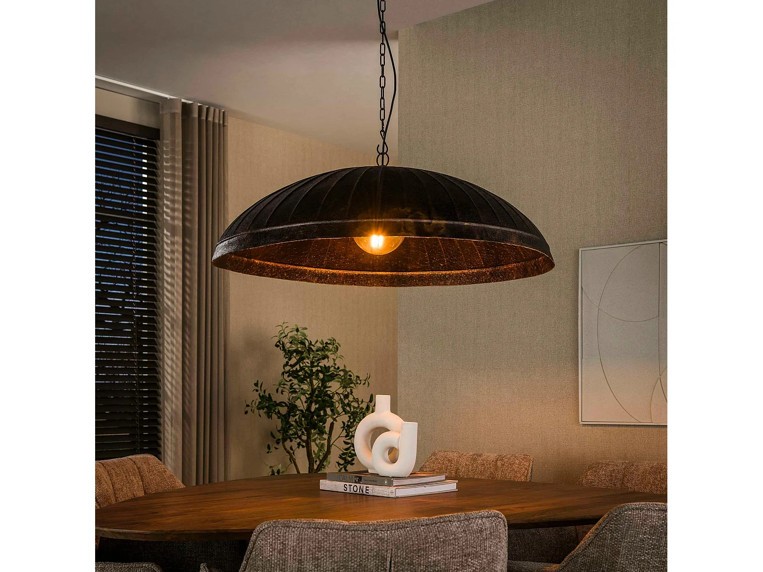 Suspension de table en métal brun vintage Ø90 cm RALF