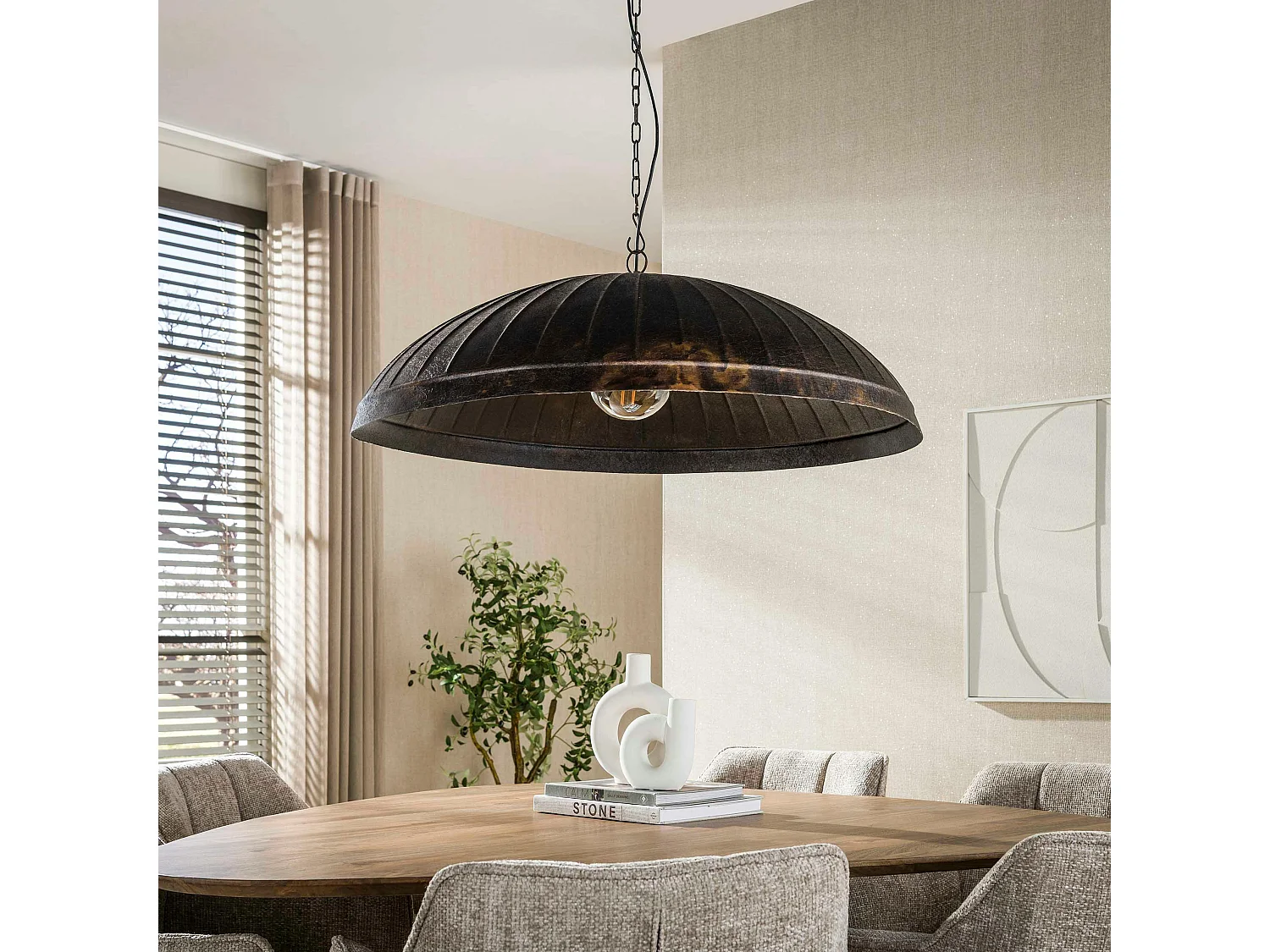 Suspension de table en métal brun vintage Ø90 cm RALF