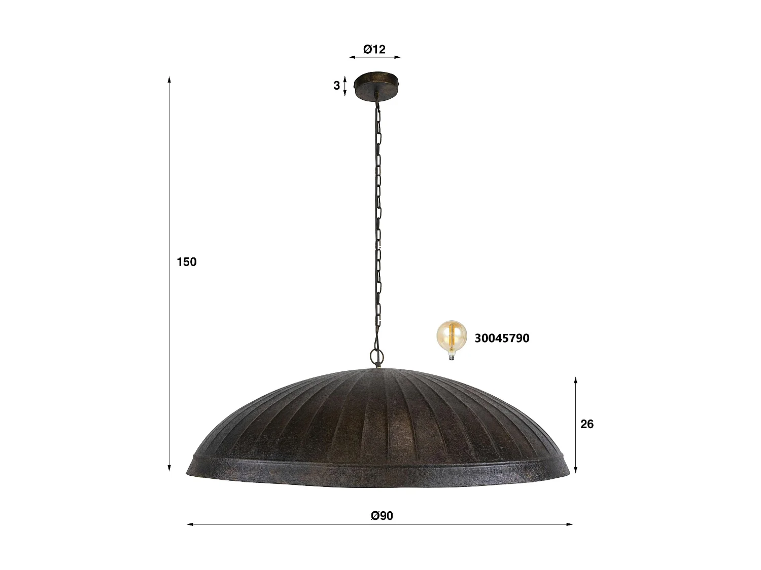 Suspension de table en métal brun vintage Ø90 cm RALF
