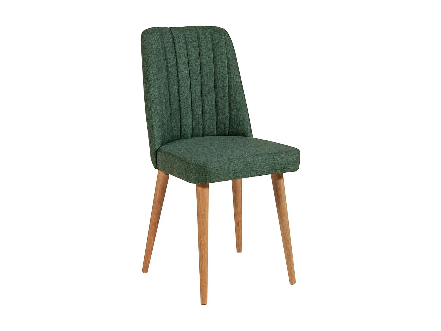 Chaise en lin vert - dossier rainuré et pieds bois ROSARIO