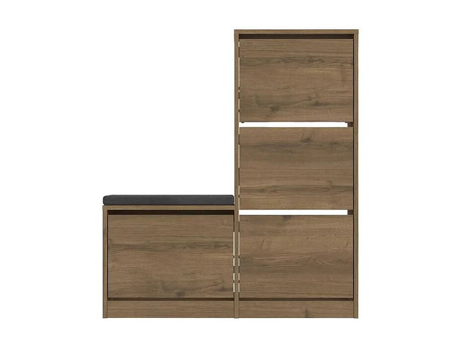 Meuble à chaussures 4 portes et banc décor bois MARFA