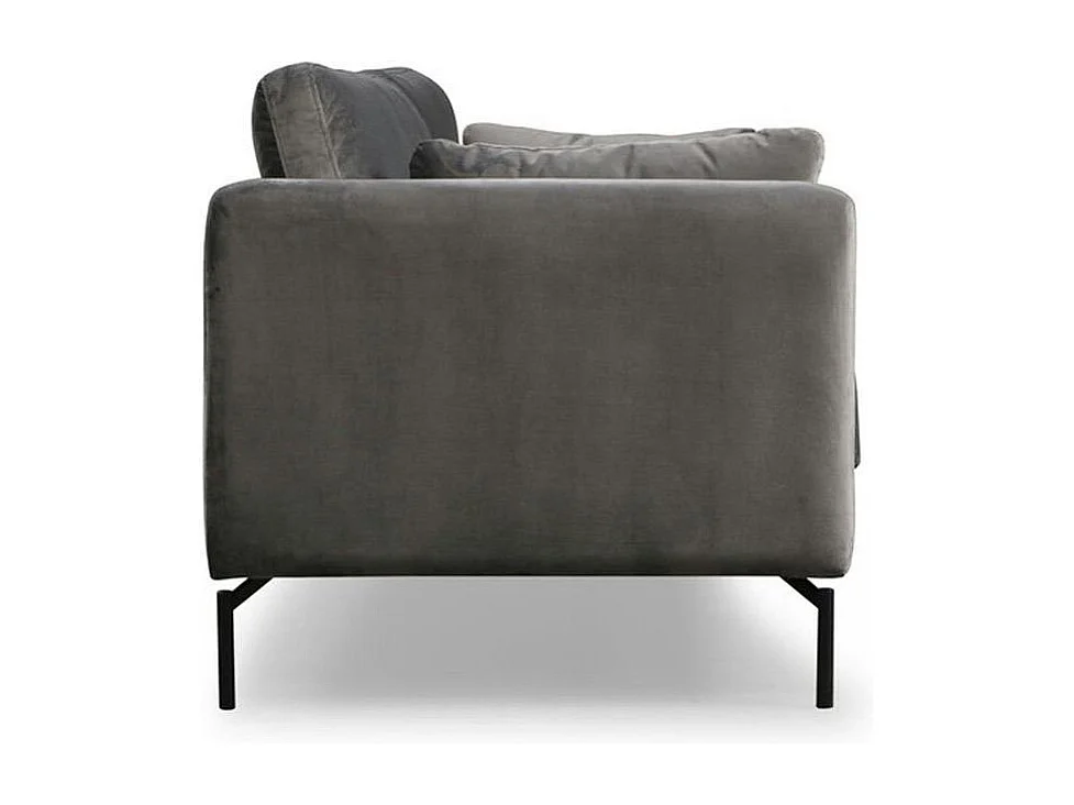 Canapé en velours 3 places gris, accoudoirs fins RANCHI